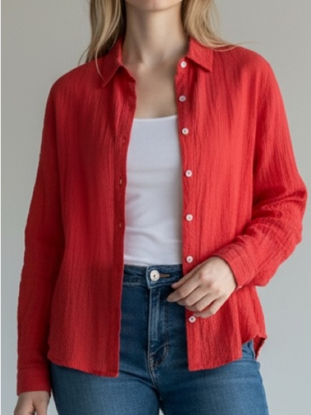 Tahari European Flax 100% Linen Shirt Coral Pink Long Sleeve Coastal Grandma Top